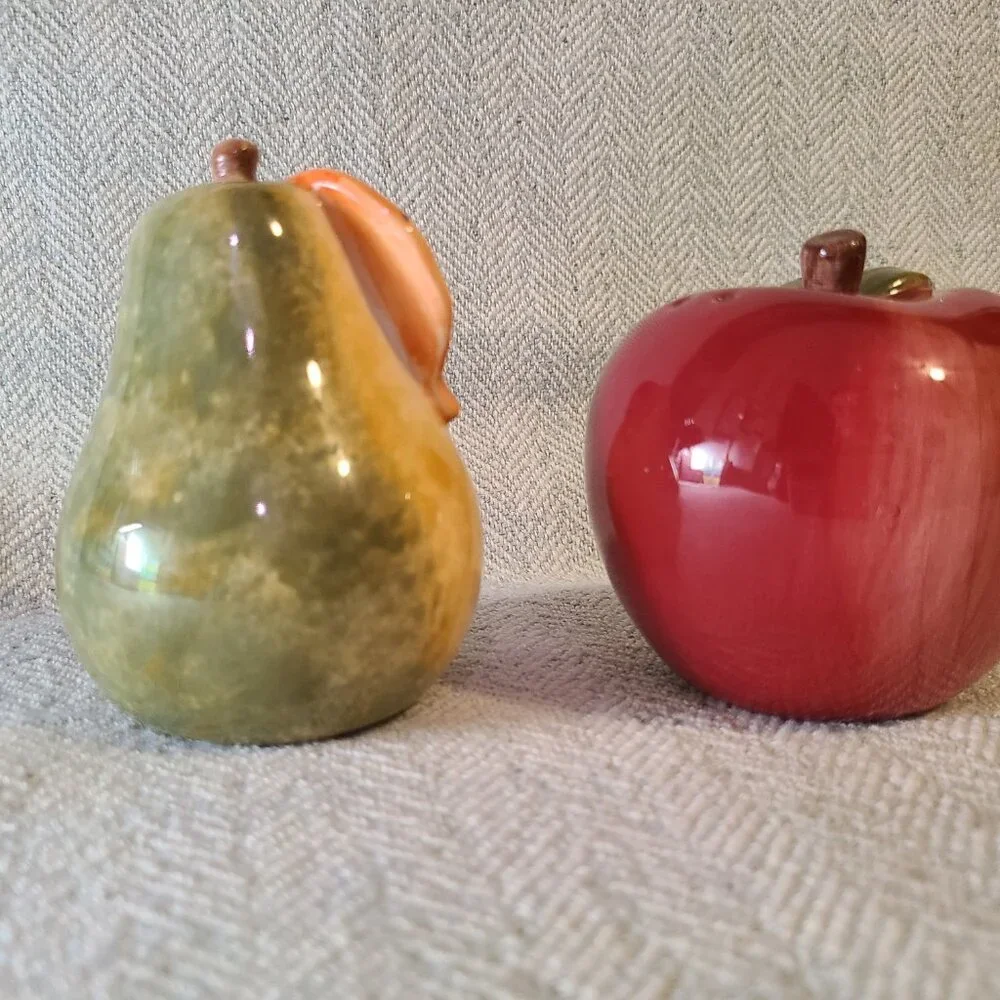 Apple and Pear ceramic salt and pepper shakers